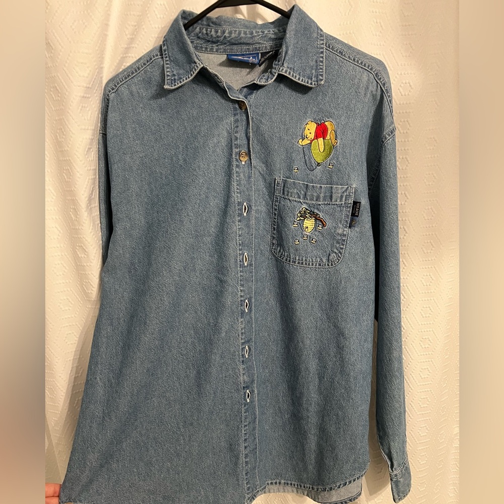 Disney Blue Denim Shirt with Winnie the Pooh Embroidery